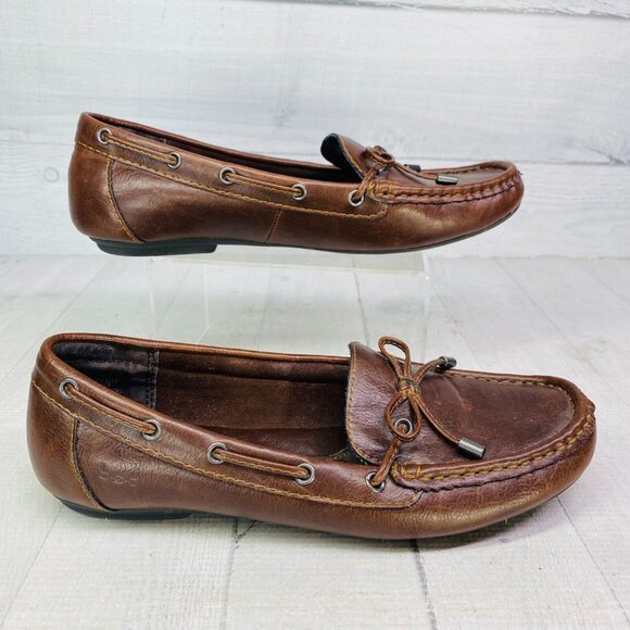 B.O.C. Womens CAROLANN Brown Leather Bow Slip On Flats Loafer Shoes Size 8 W - Picture 2 of 16